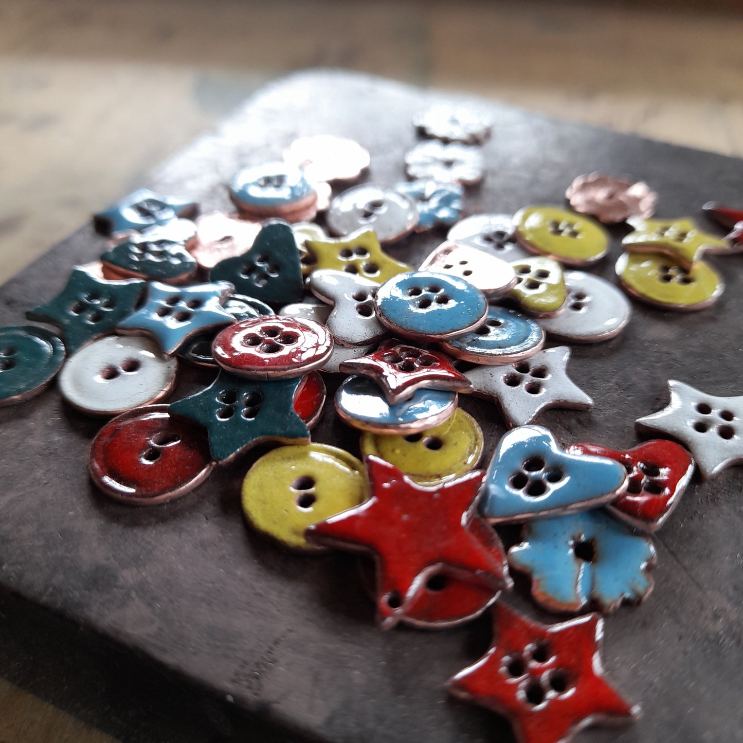 Handmade Enamel Button Stud Earrings