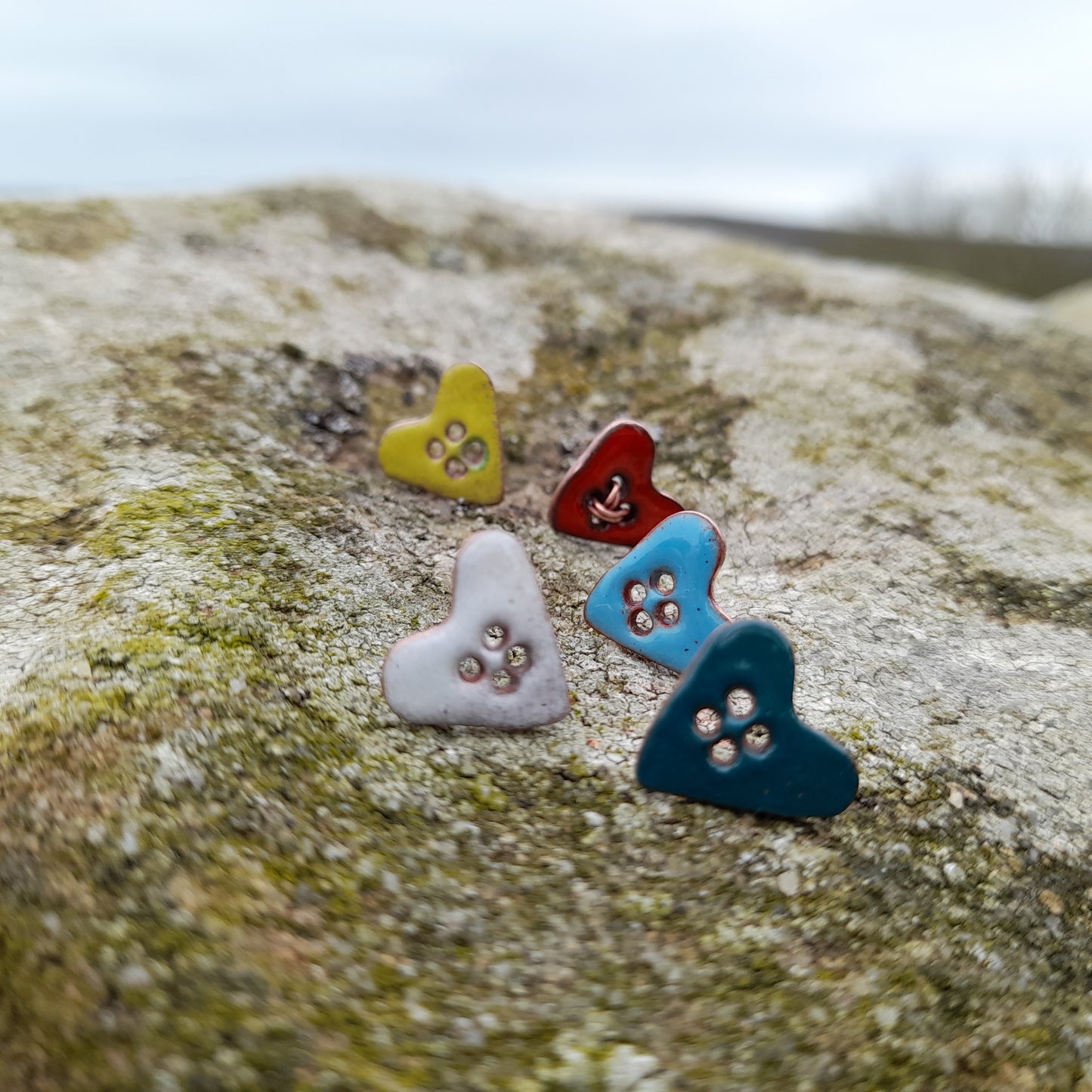 Handmade Enamel Button Stud Earrings