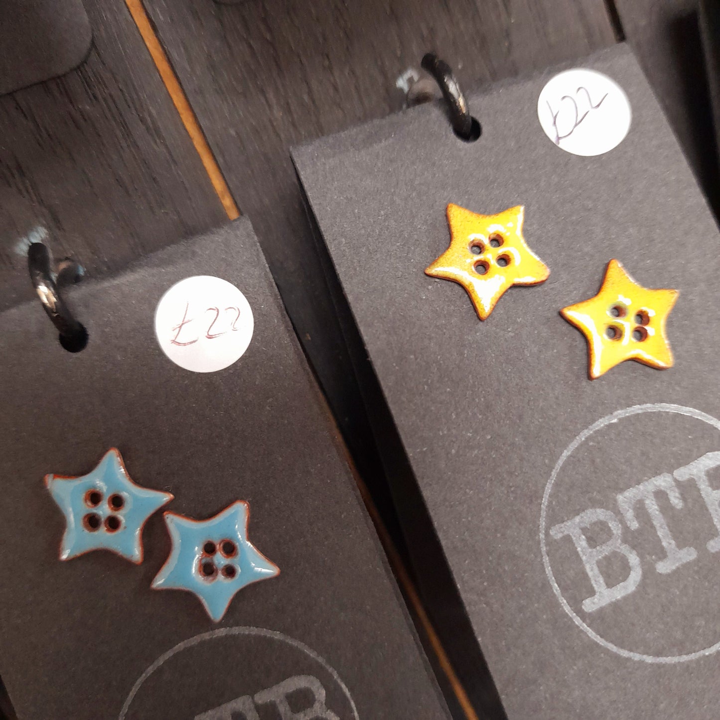 Handmade Enamel Button Stud Earrings