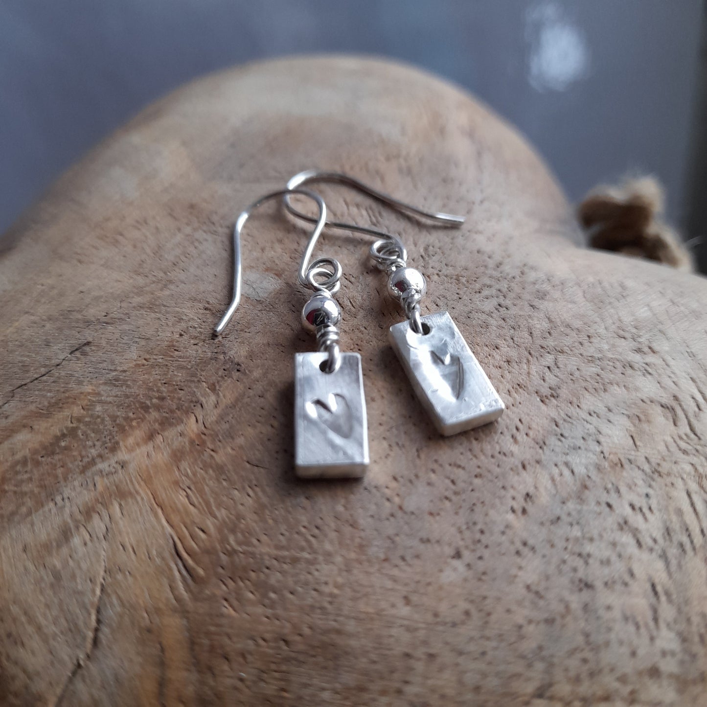 Silver Heart Dangle Earrings