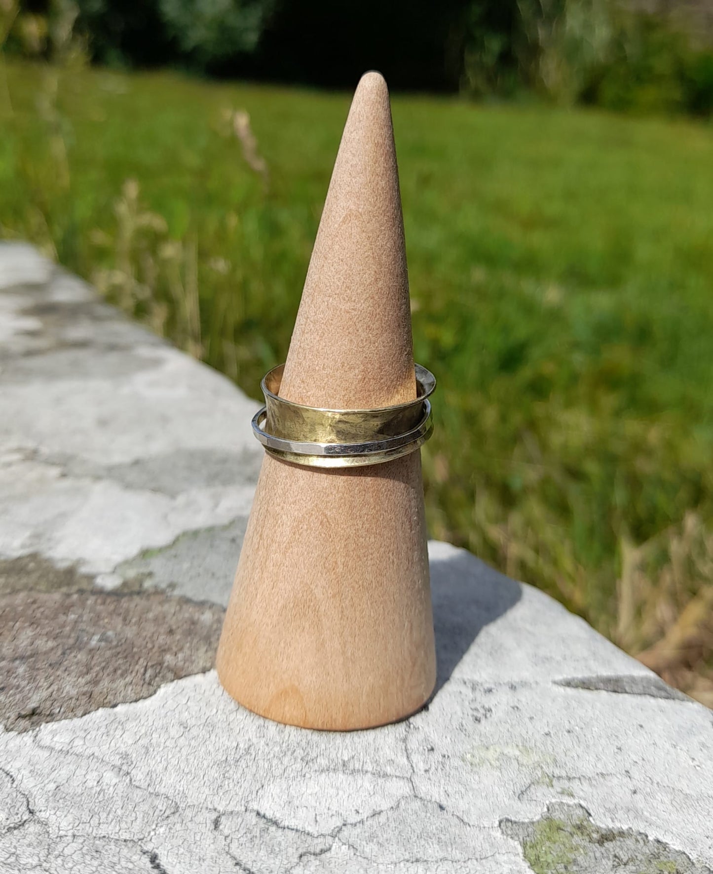 Brass and Mixed Metal Spinner Rings. Spinner Rings For Anxiety. Unisex Spinning Rings For Meditation