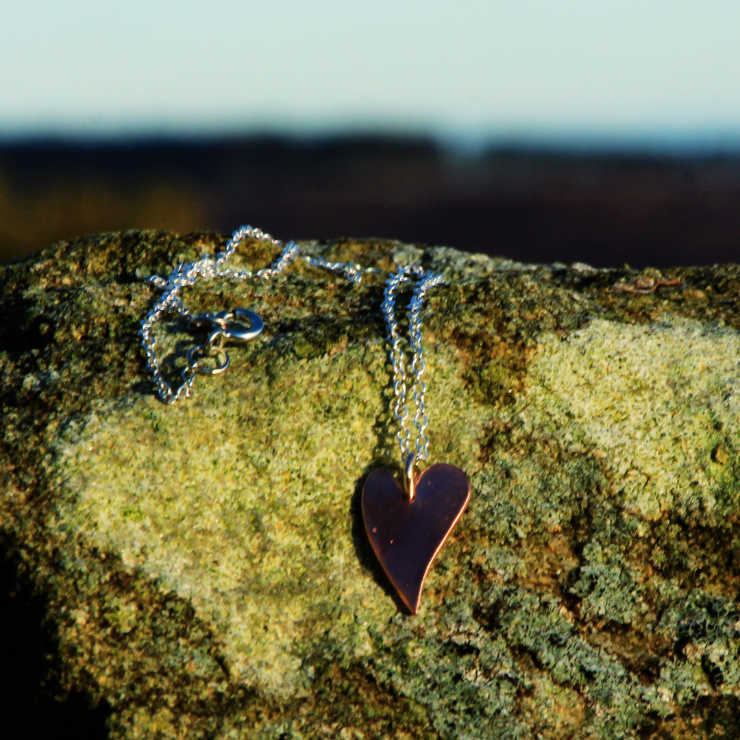 Hammered Copper Heart Necklace