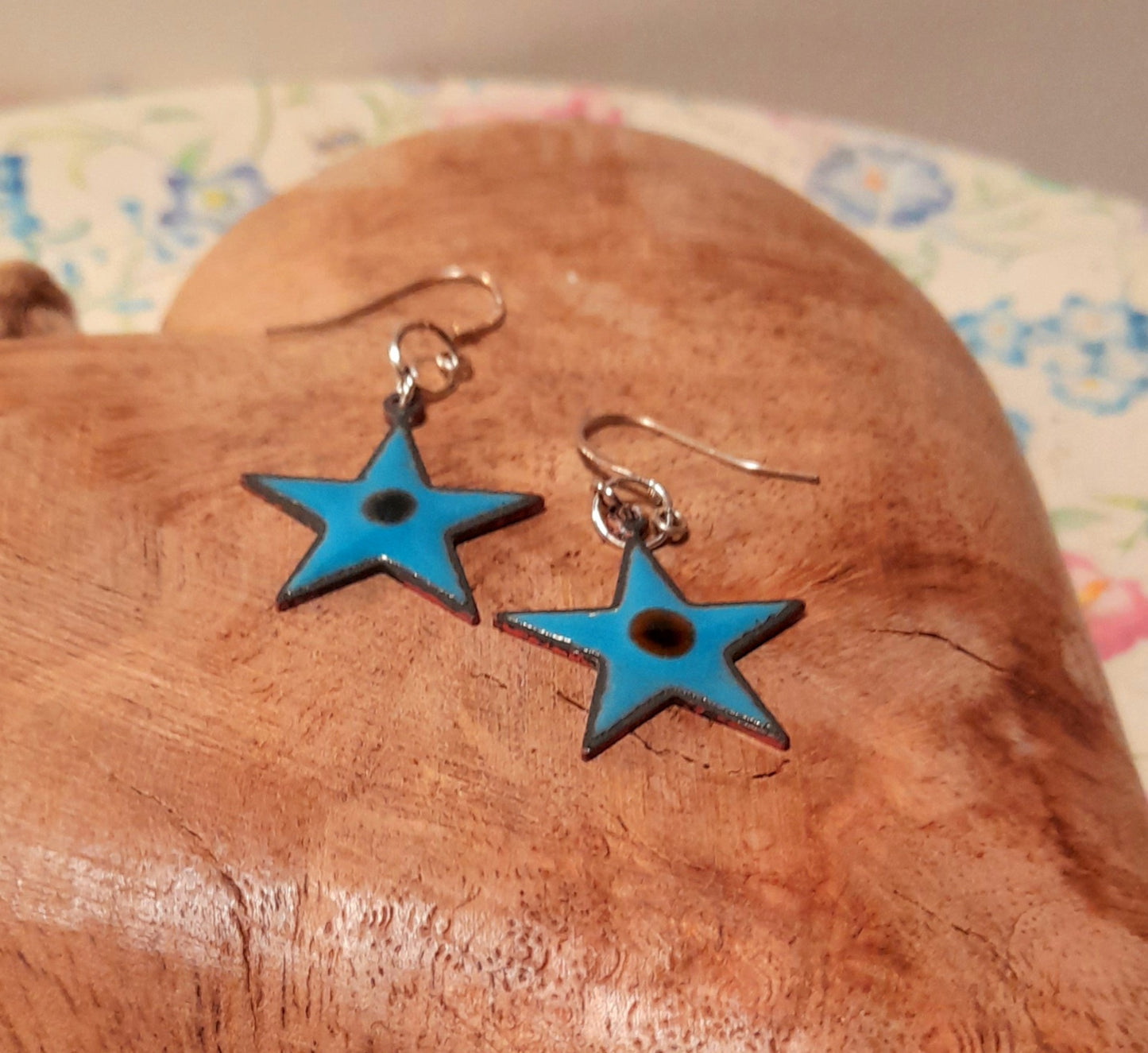 Beautiful Blue Enamel Earrings