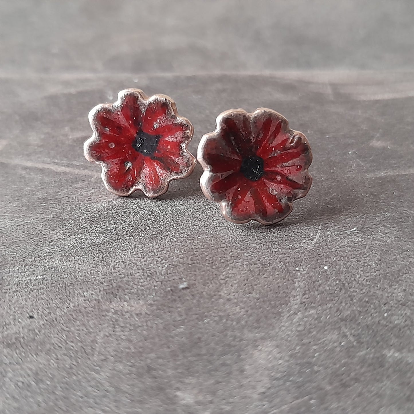Enamel Flower Stud Earrings. Colourful Handmade Floral Stud Earrings. Floral Ear Studs