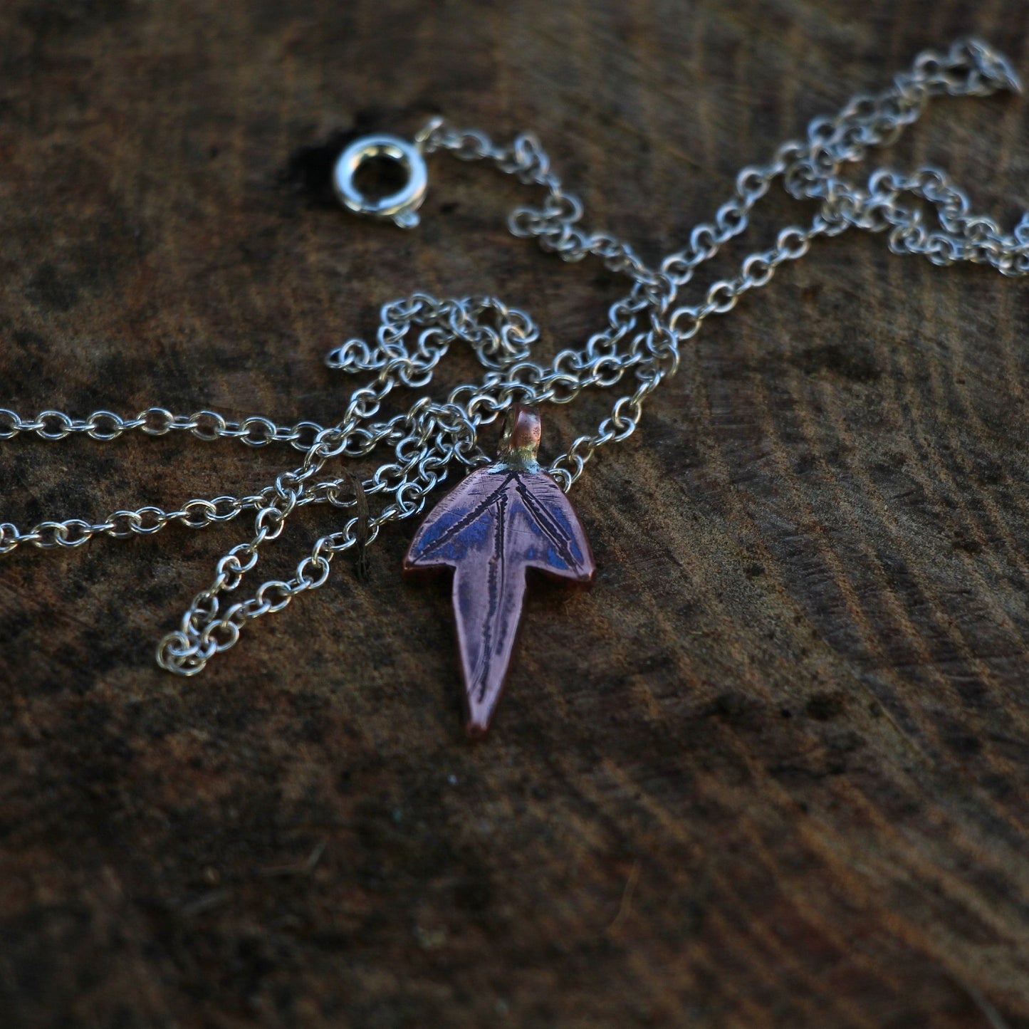 Ivy Leaf Motif Necklace. Ivy Leaf Pendant. Copper Ivy Leaf. Copper Necklace.