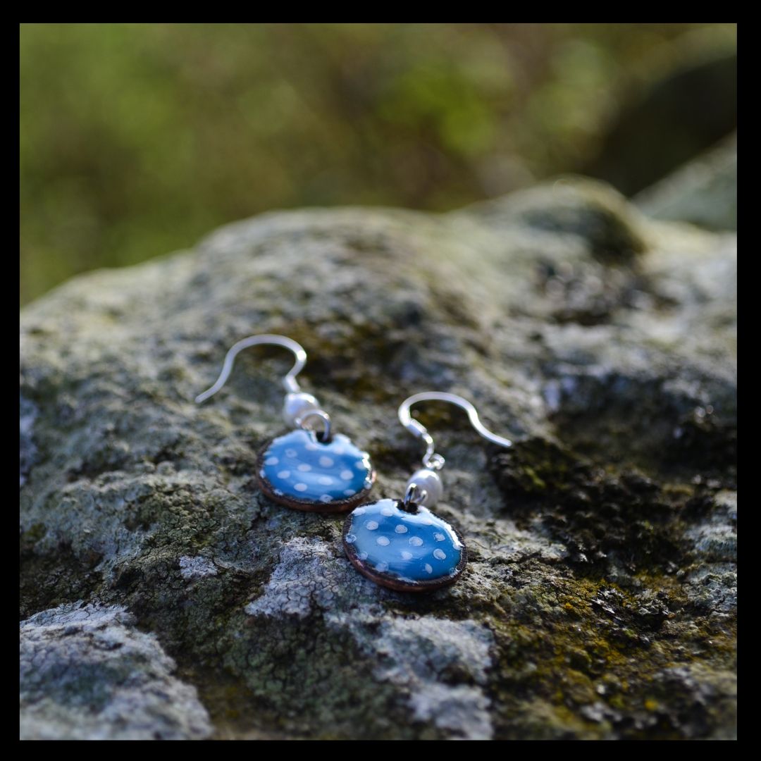 Beautiful Blue Enamel Earrings