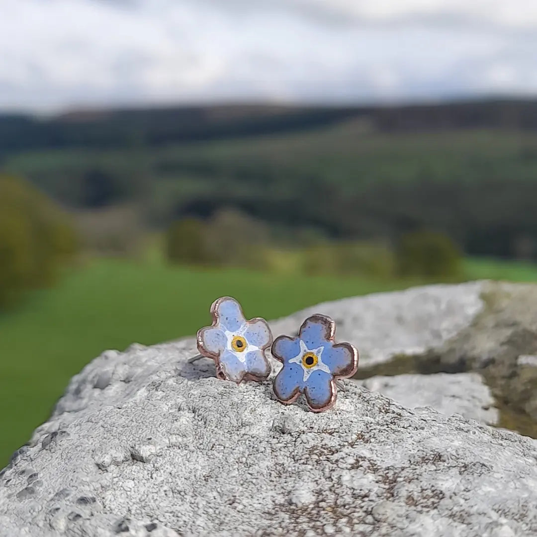 Enamel Flower Stud Earrings. Colourful Handmade Floral Stud Earrings. Floral Ear Studs