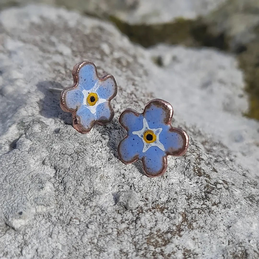 Enamel Flower Stud Earrings. Colourful Handmade Floral Stud Earrings. Floral Ear Studs