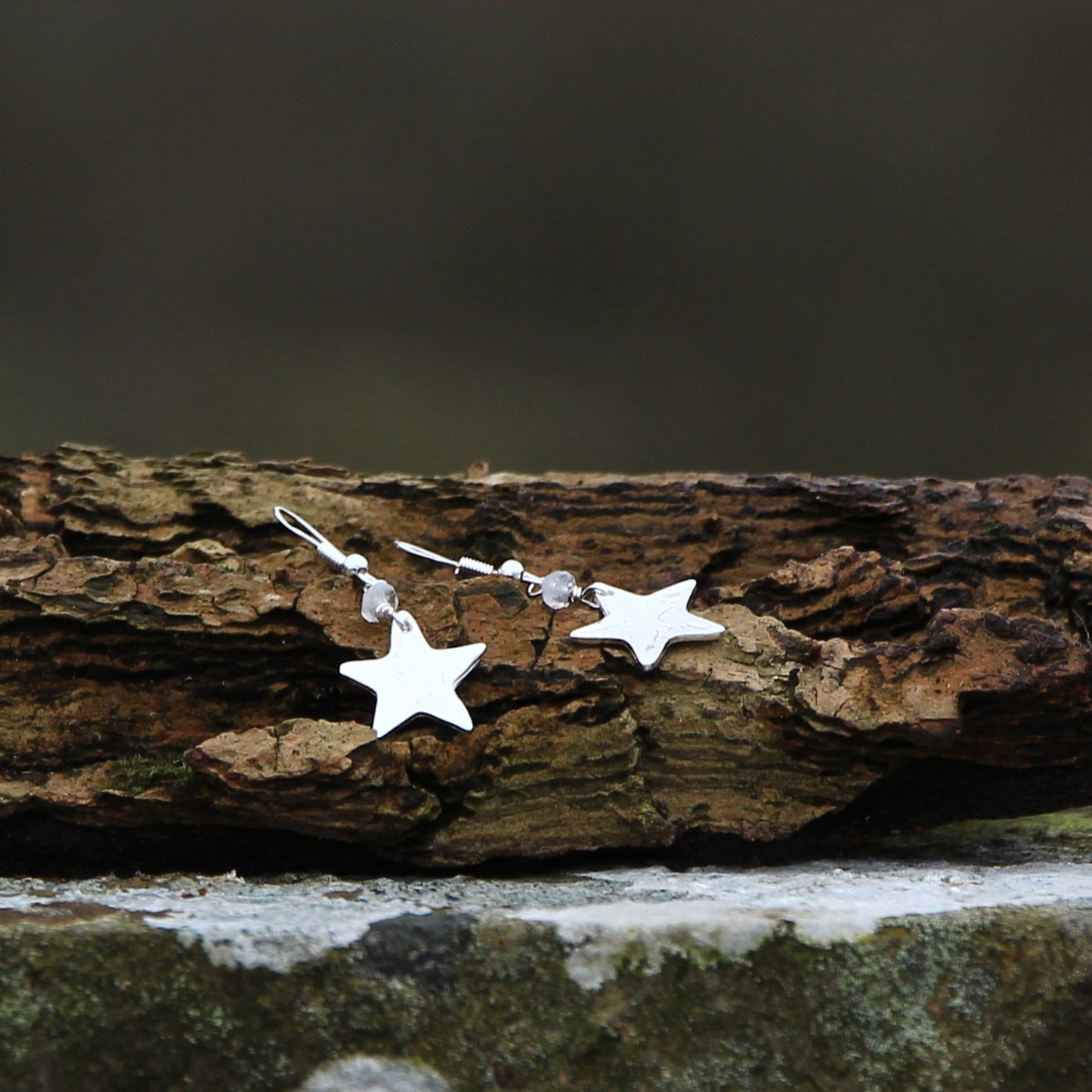 Silver Heart and Star Dangle Earrings