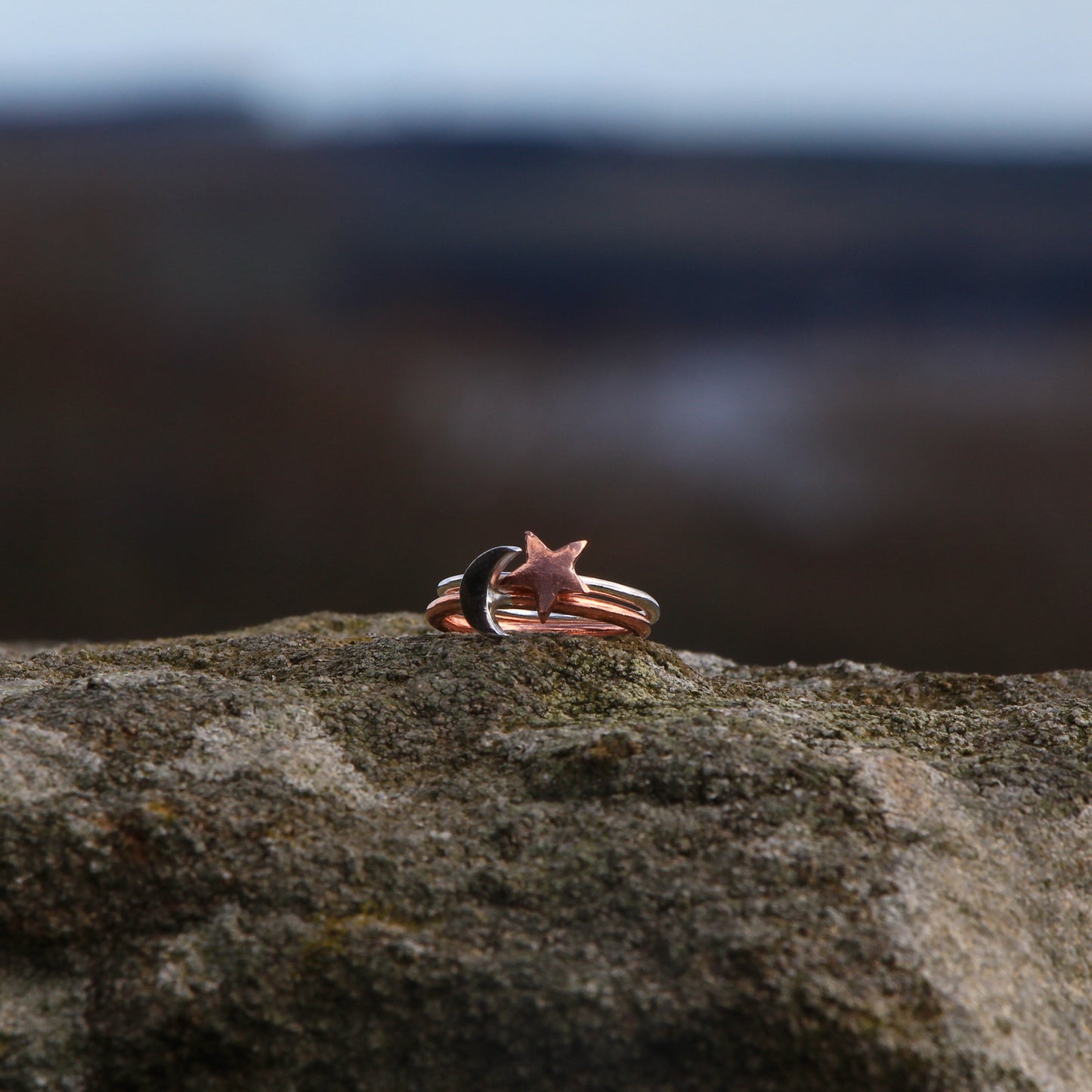 Handmade Silver Ring - Heart, Star, Moon Charm