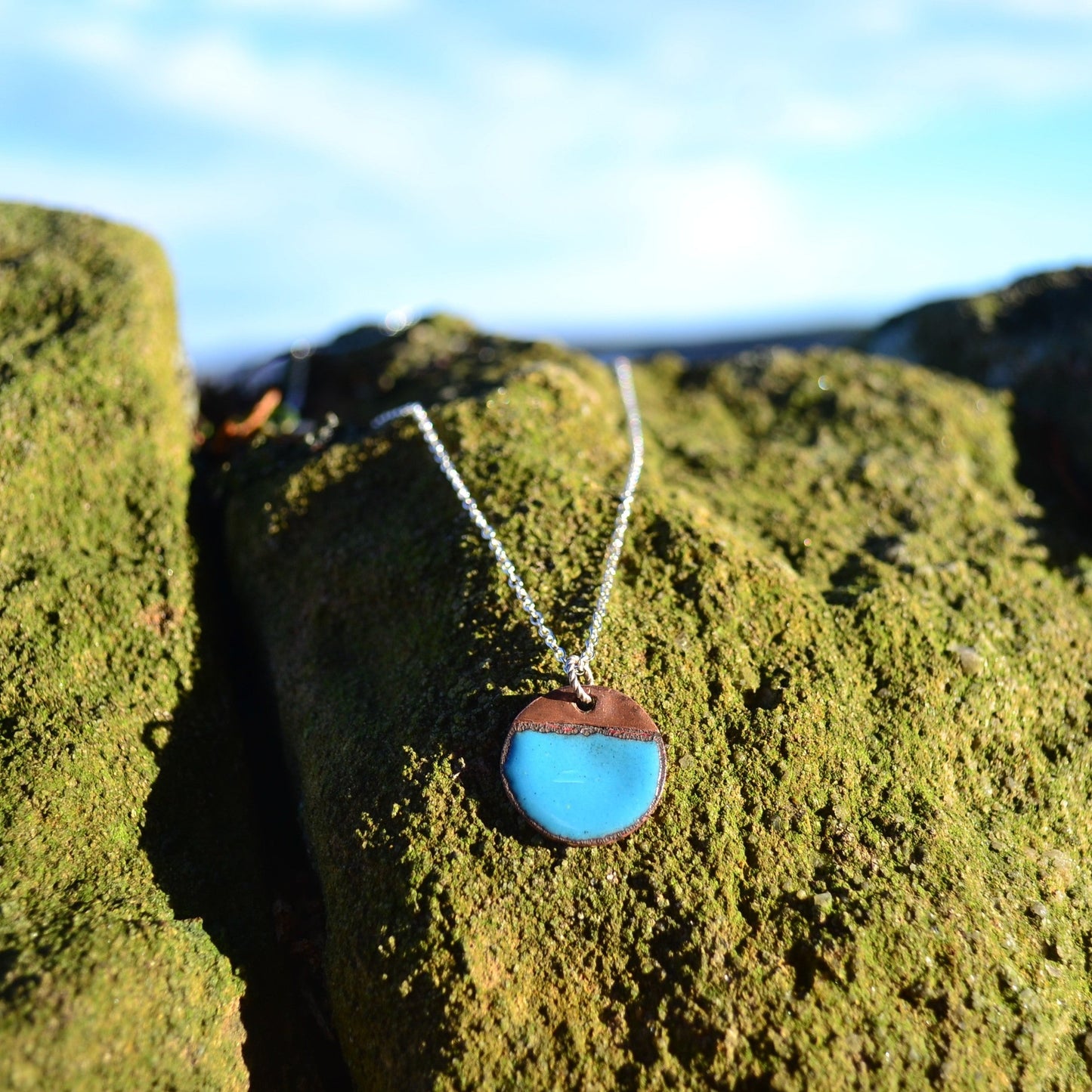 Enamel Pendant Necklace. Colourful Enamel Disc Necklaces.