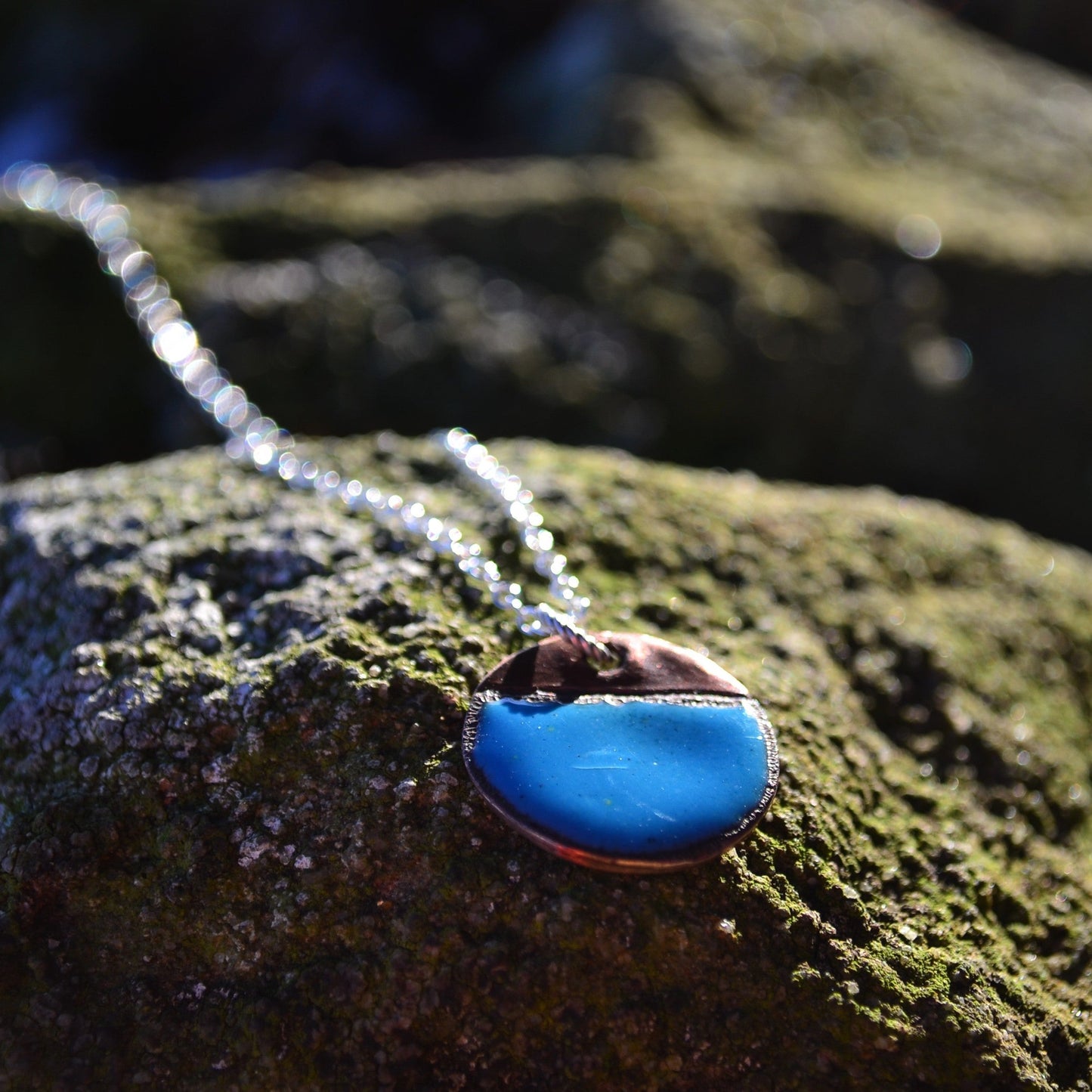 Enamel Pendant Necklace. Colourful Enamel Disc Necklaces.