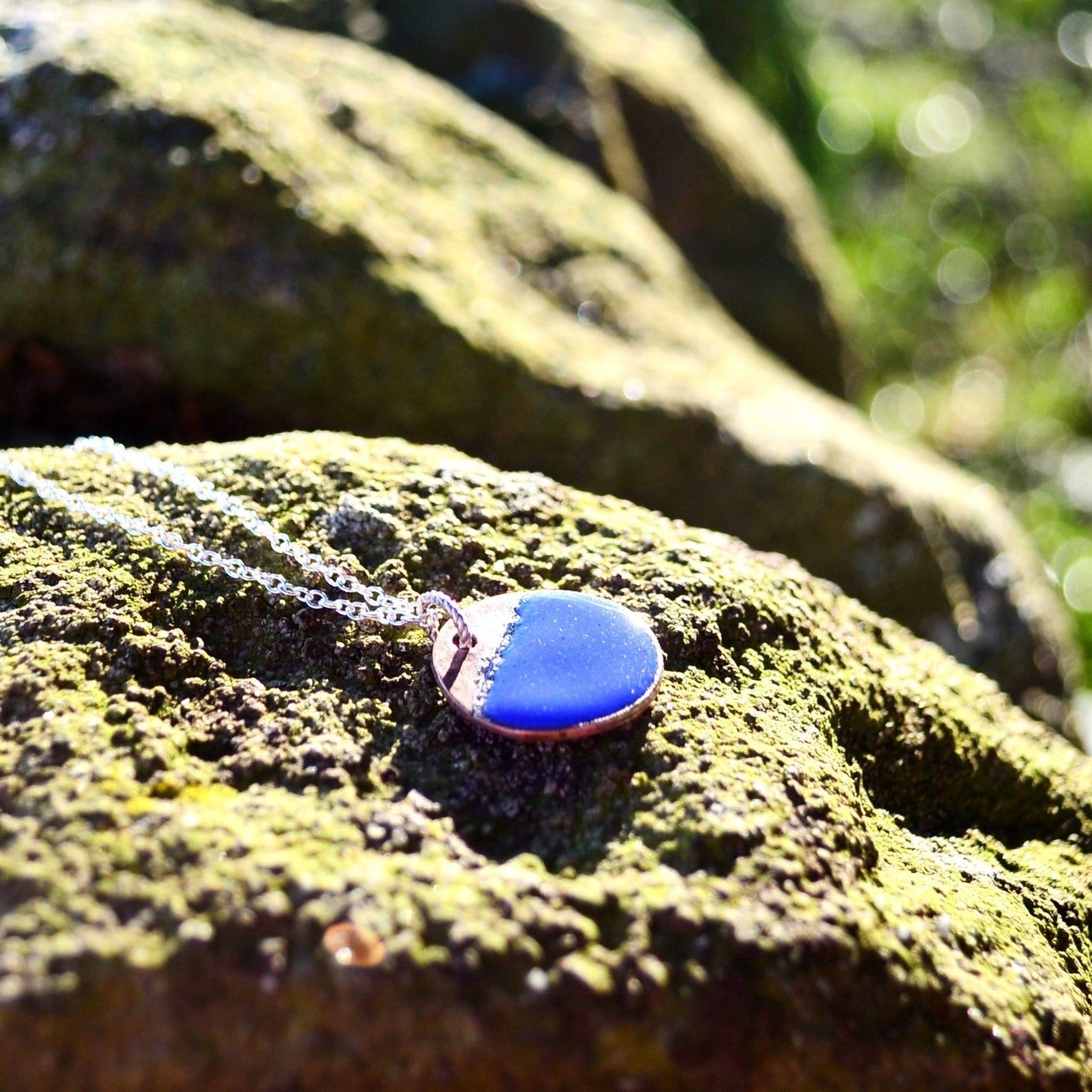 Enamel Pendant Necklace. Colourful Enamel Disc Necklaces.
