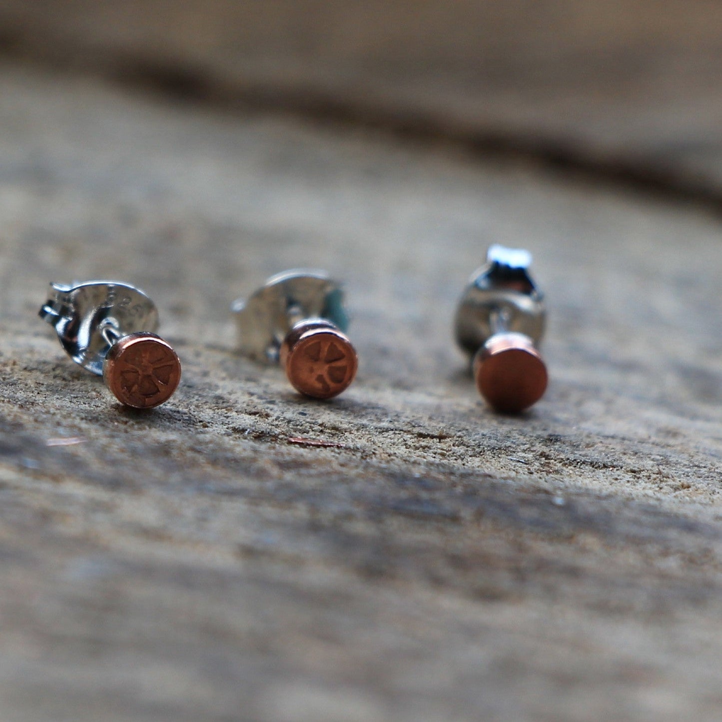 Stud Earrings. Tiny Copper Studs Earrings. Tiny Copper Ear Studs.