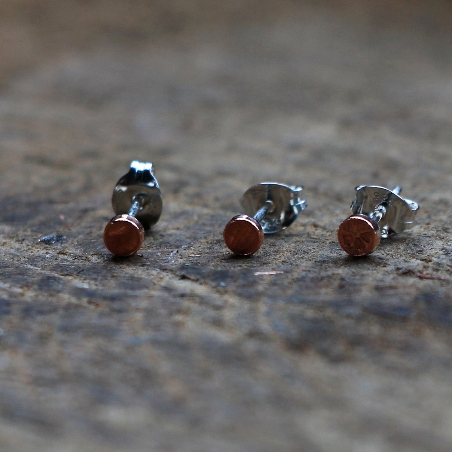 Stud Earrings. Tiny Copper Studs Earrings. Tiny Copper Ear Studs.