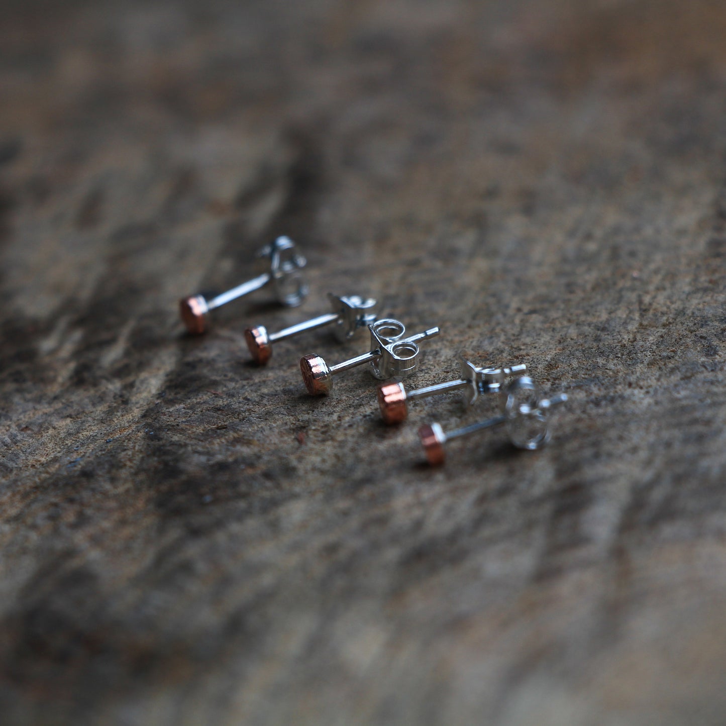 Stud Earrings. Tiny Copper Studs Earrings. Tiny Copper Ear Studs.