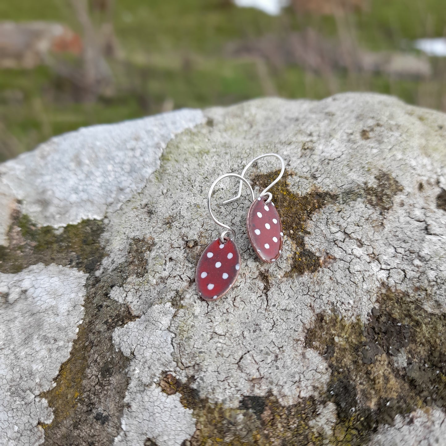 Colourful Oval Enamel Dangle Earrings