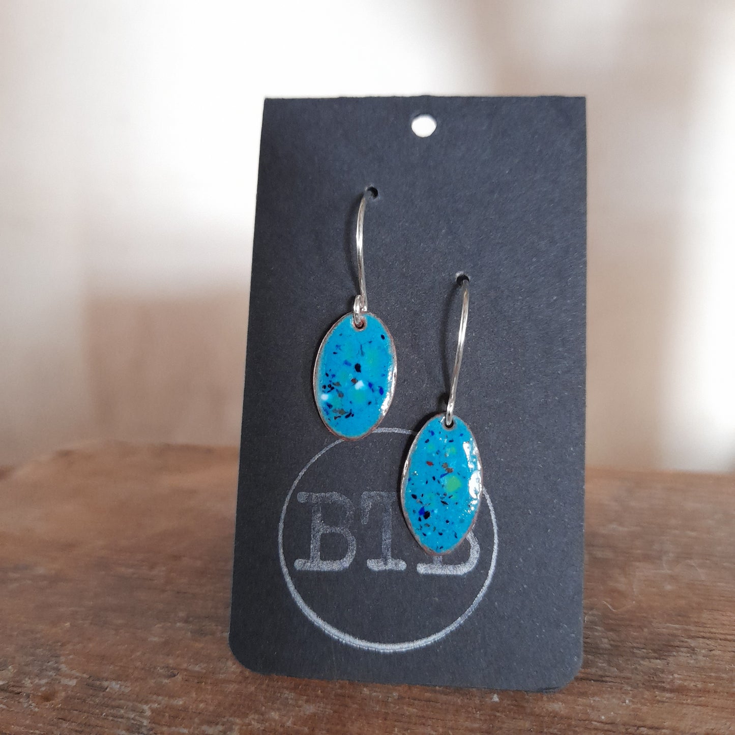 Colourful Oval Enamel Dangle Earrings