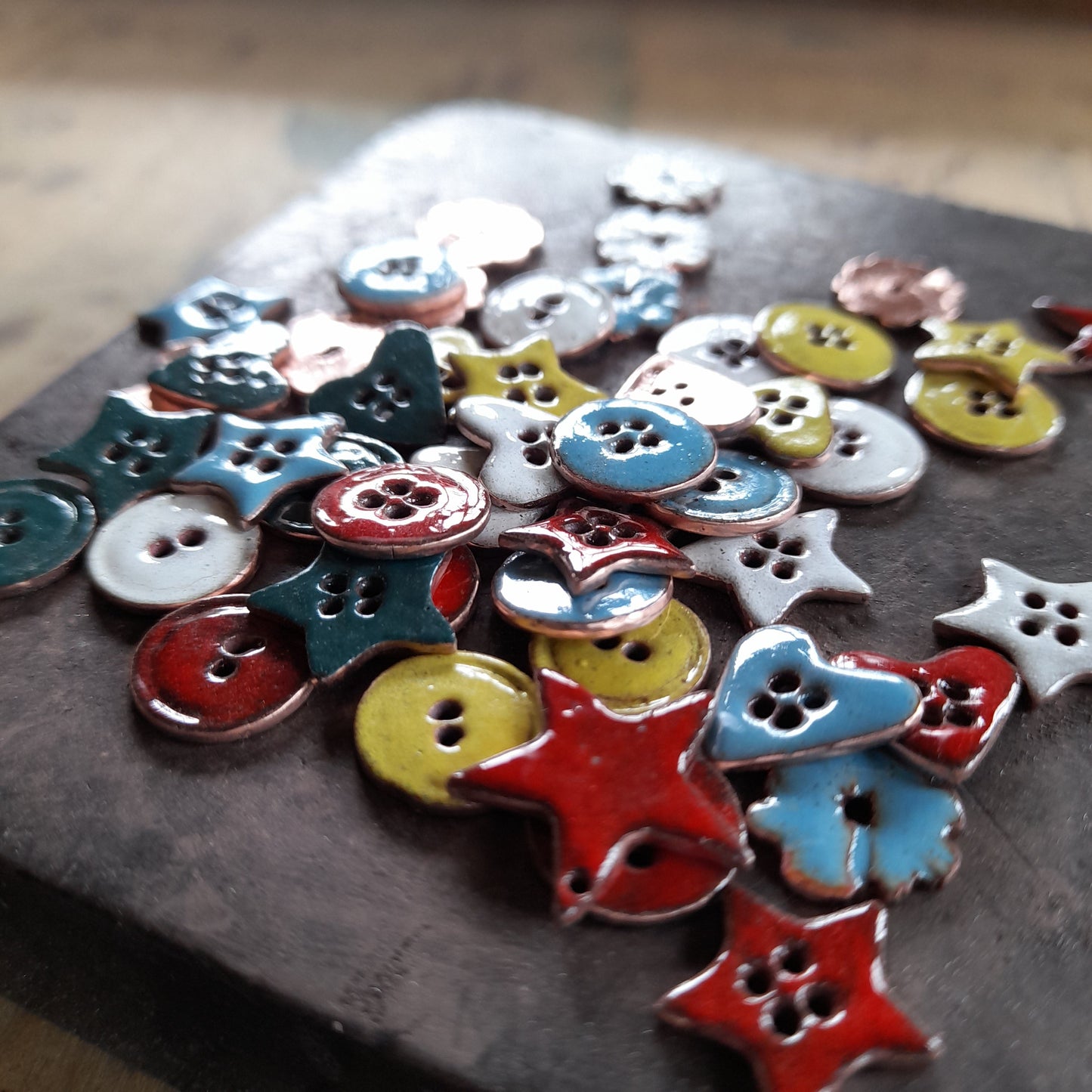 Colourful Handmade Button Earrings