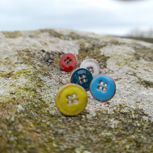 Handmade Enamel Button Stud Earrings