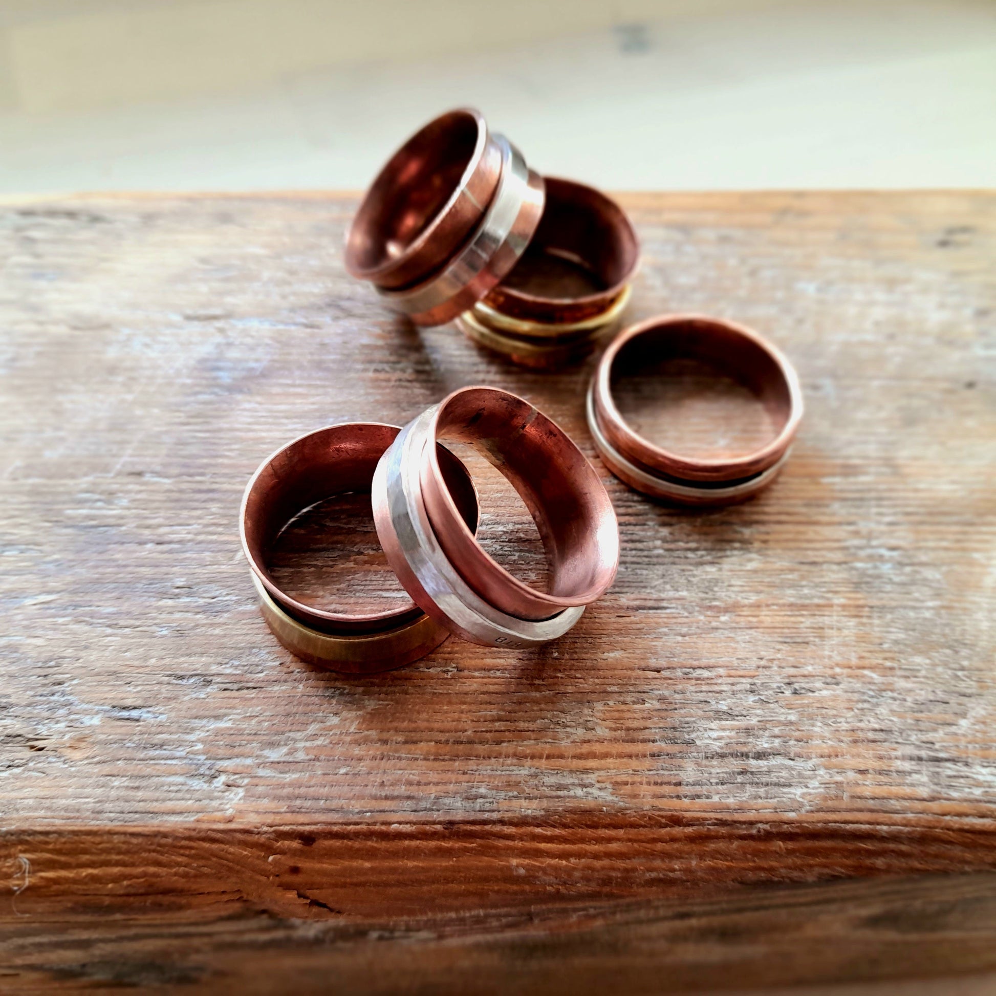 Copper and Mixed Metal Spinner Rings - Main Image