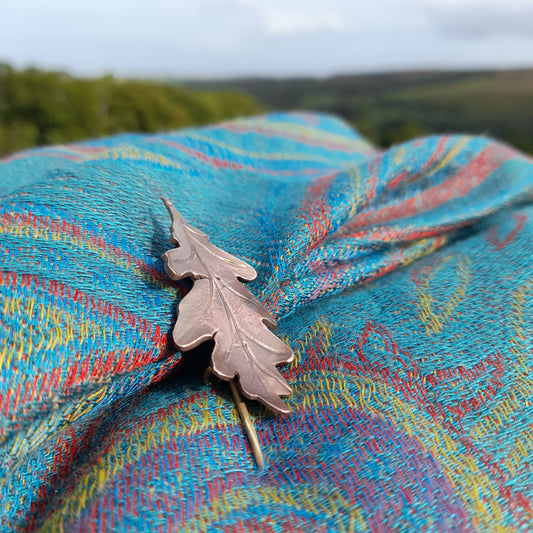 Handmade Copper Oak Leaf Brooch. Autumn Oak Leaf Brooch