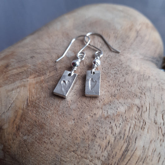 Silver Heart Dangle Earrings