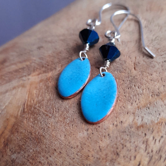 Colourful Oval Enamel Dangle Earrings