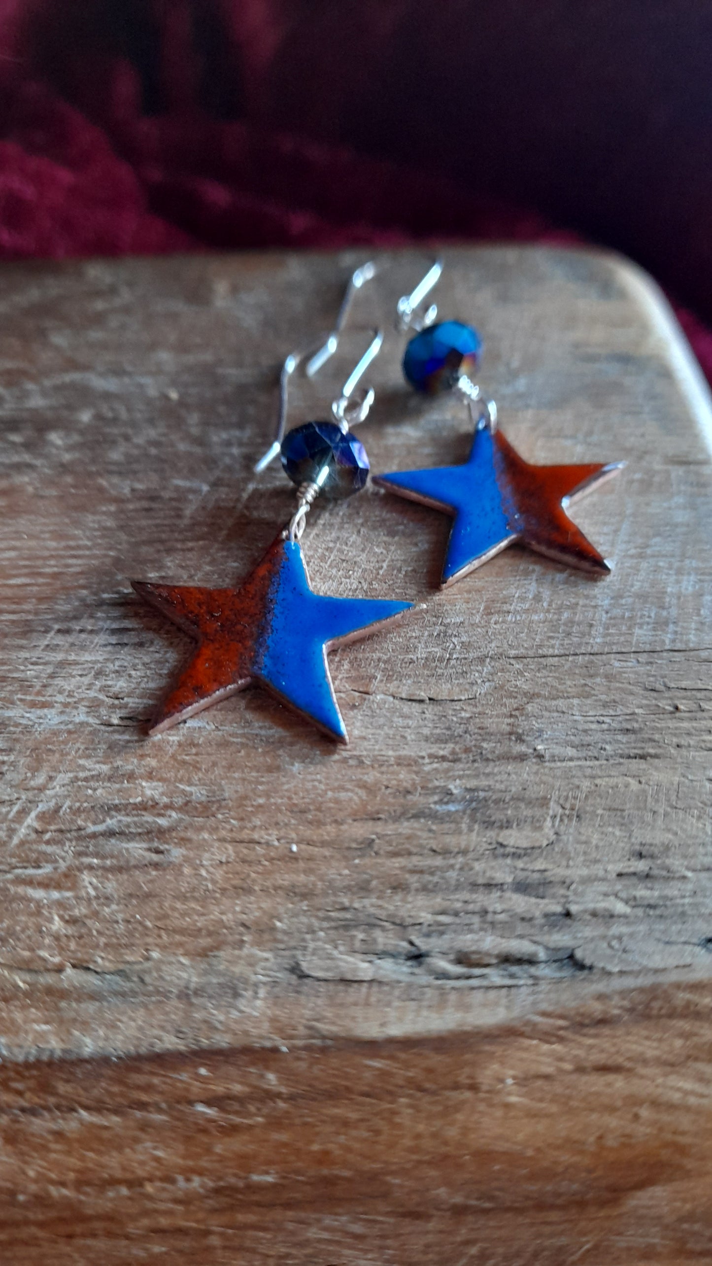 Large Enamel Star Dangle Earrings