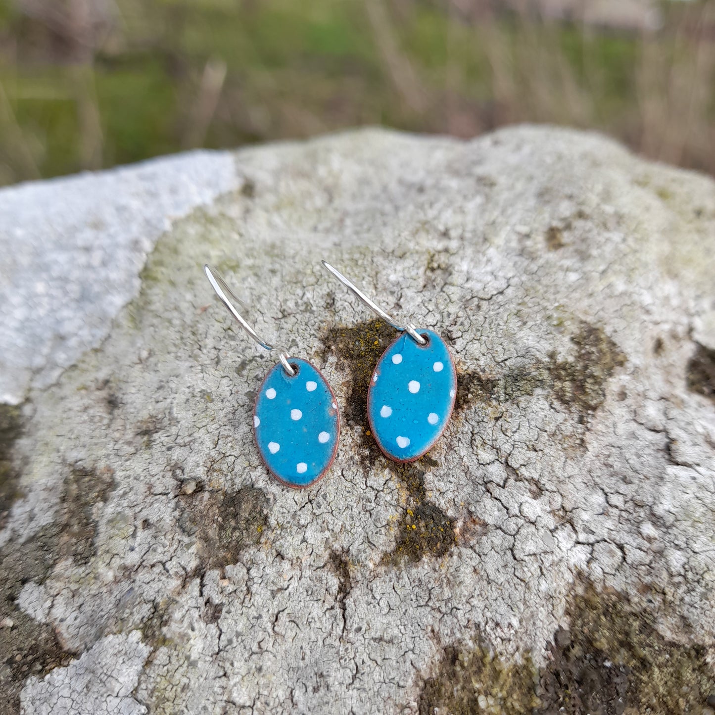 Colourful Oval Enamel Dangle Earrings