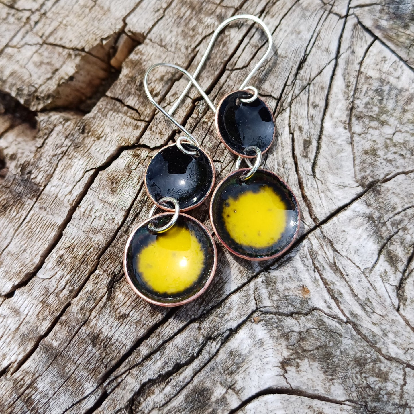 Enamel Double Bowl Earrings - Bright  and Beautiful