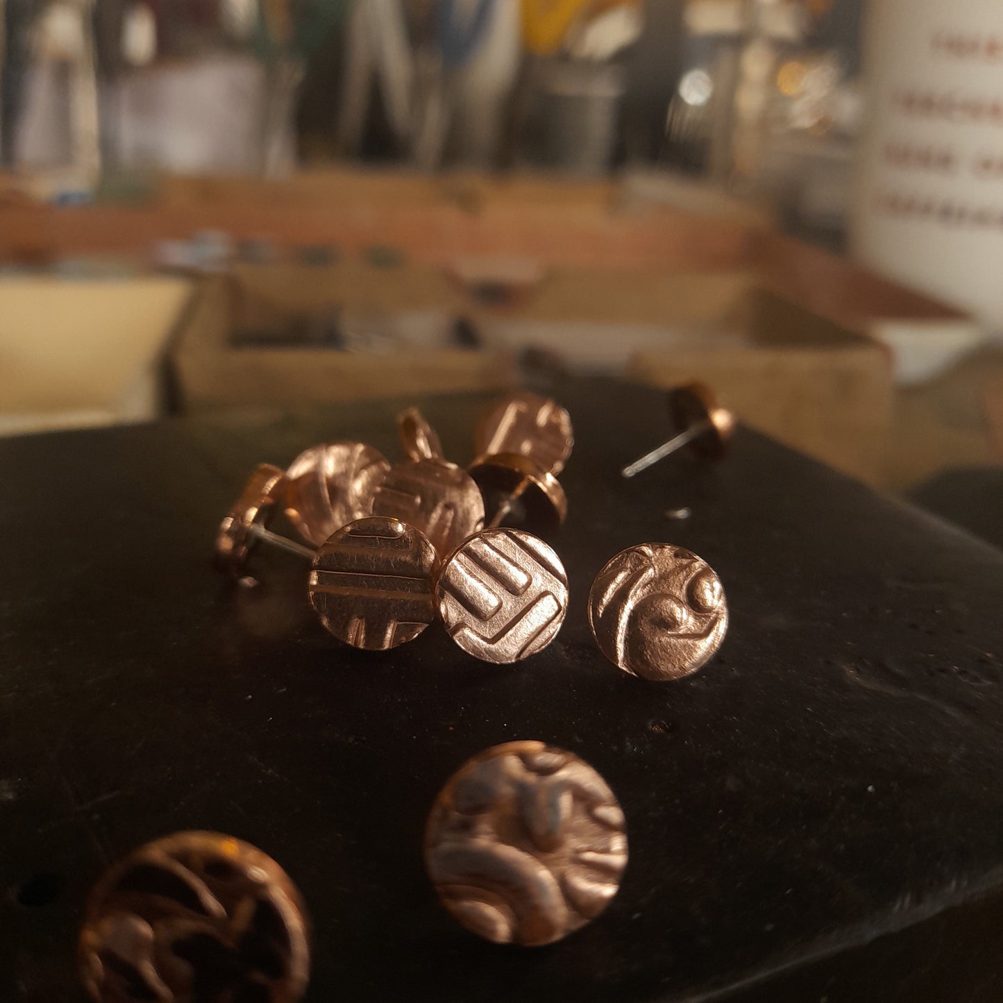Copper Ear Studs, Copper Stud Earrings.