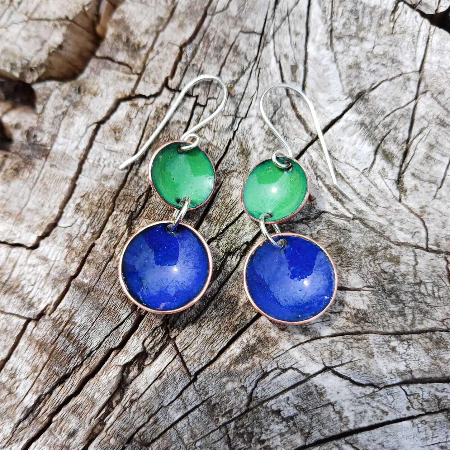 Enamel Double Bowl Earrings - Bright  and Beautiful