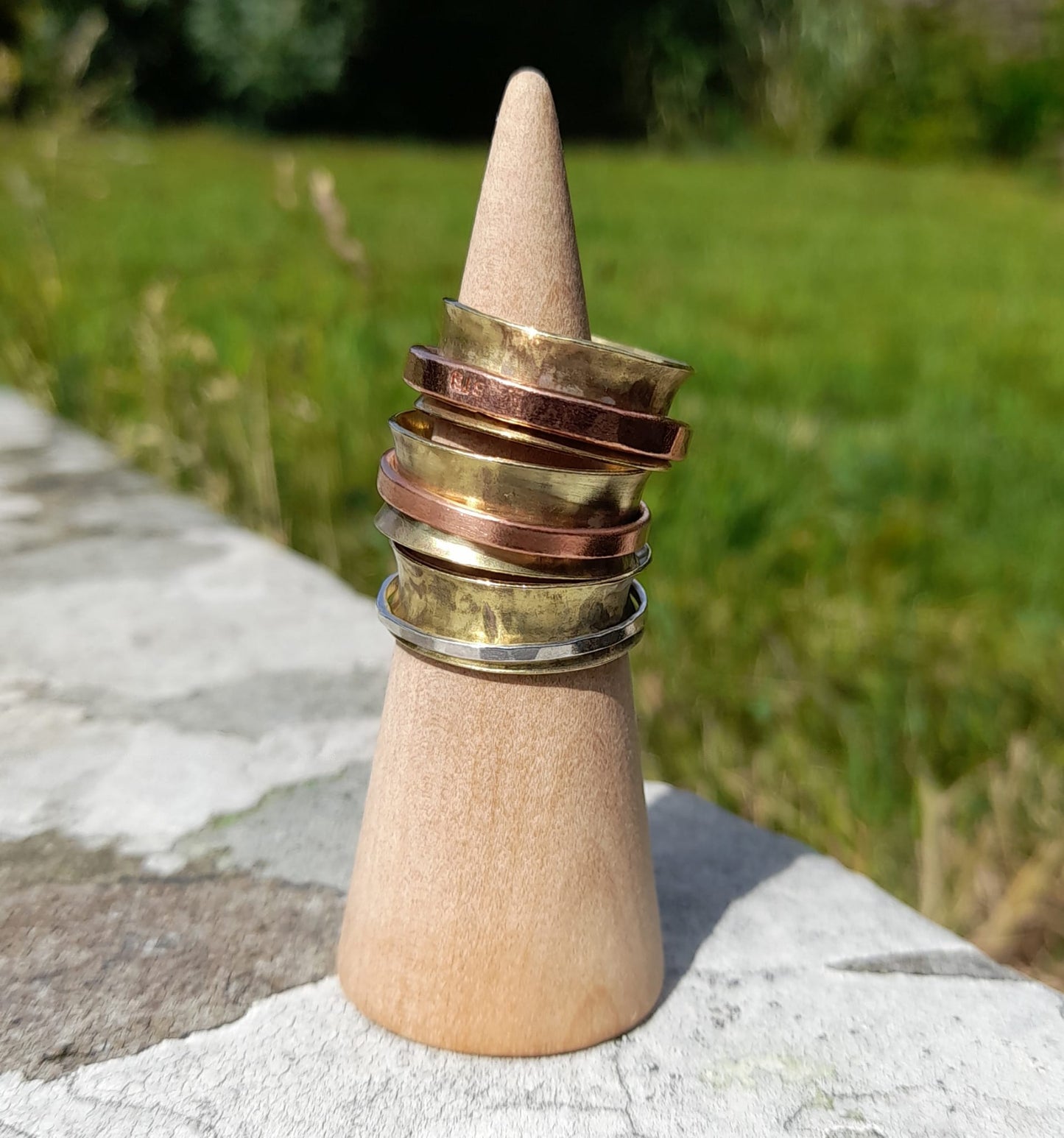 Brass and Mixed Metal Spinner Rings. Spinner Rings For Anxiety. Unisex Spinning Rings For Meditation