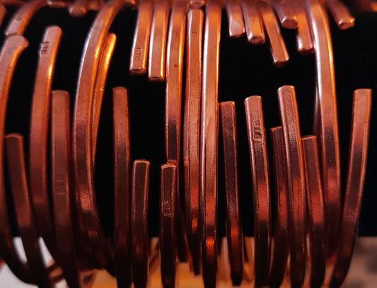 Handmade Narrow Copper Torque Bangle. Mens and Women's Adjustable Narrow Copper Bangles.