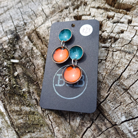 Enamel Double Bowl Earrings - Bright  and Beautiful