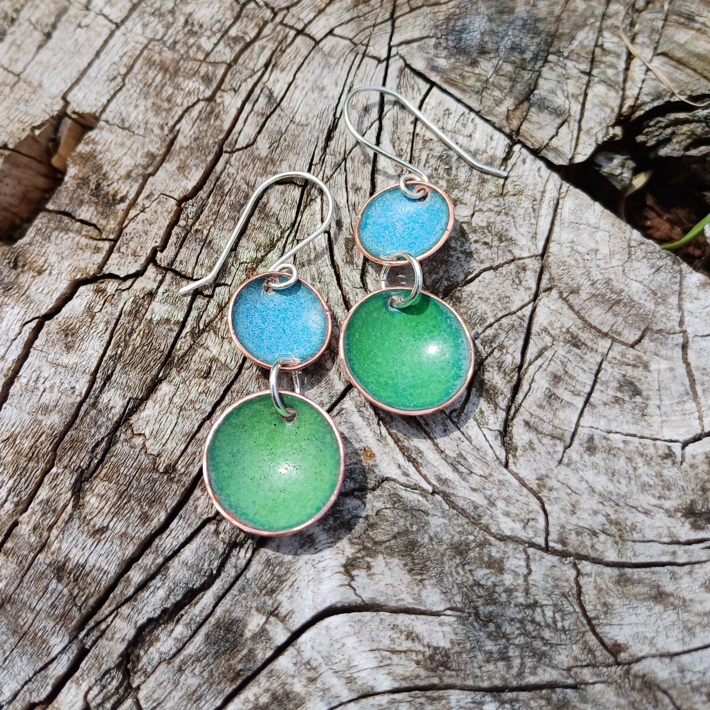 Enamel Double Bowl Earrings - Bright  and Beautiful