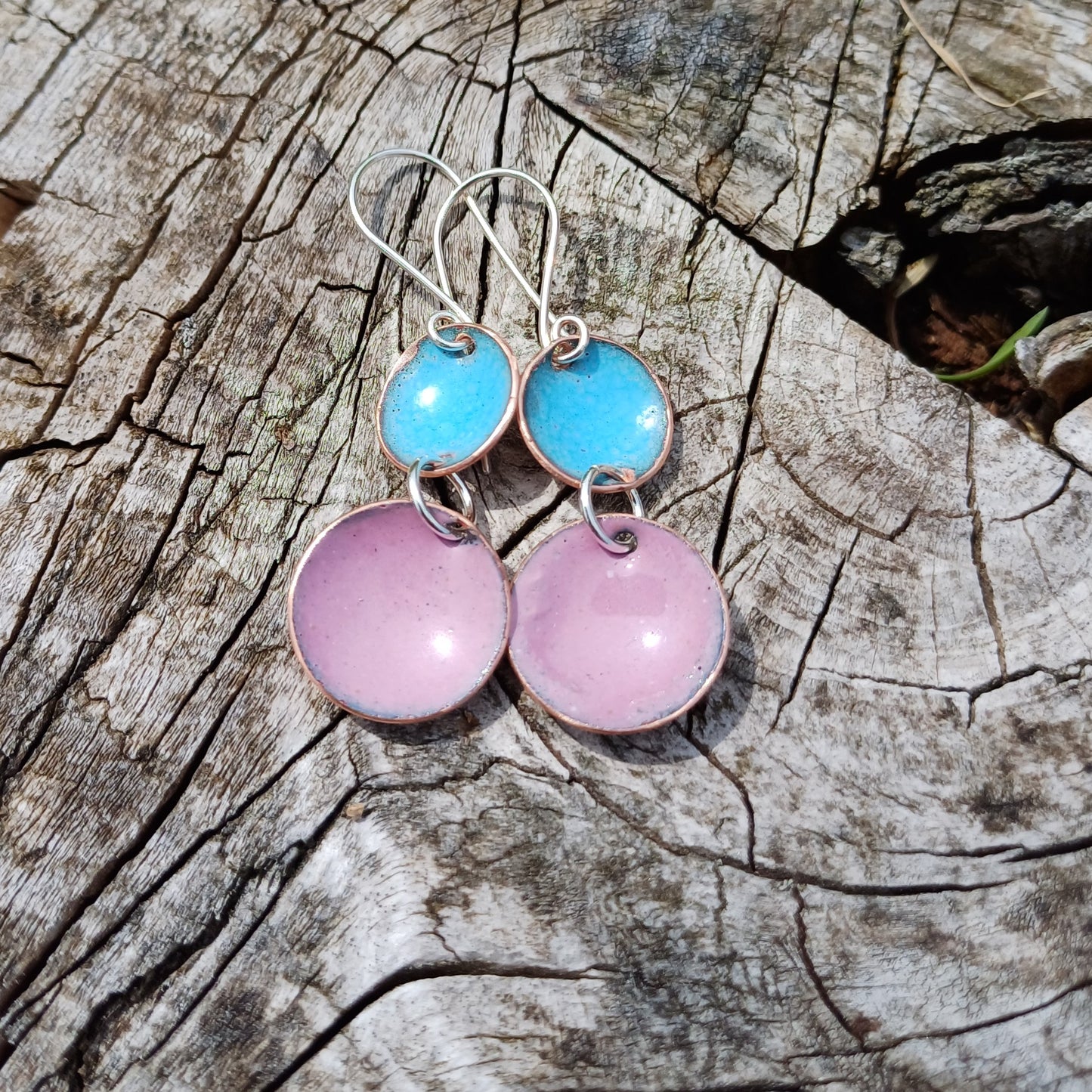 Enamel Double Bowl Earrings - Bright  and Beautiful