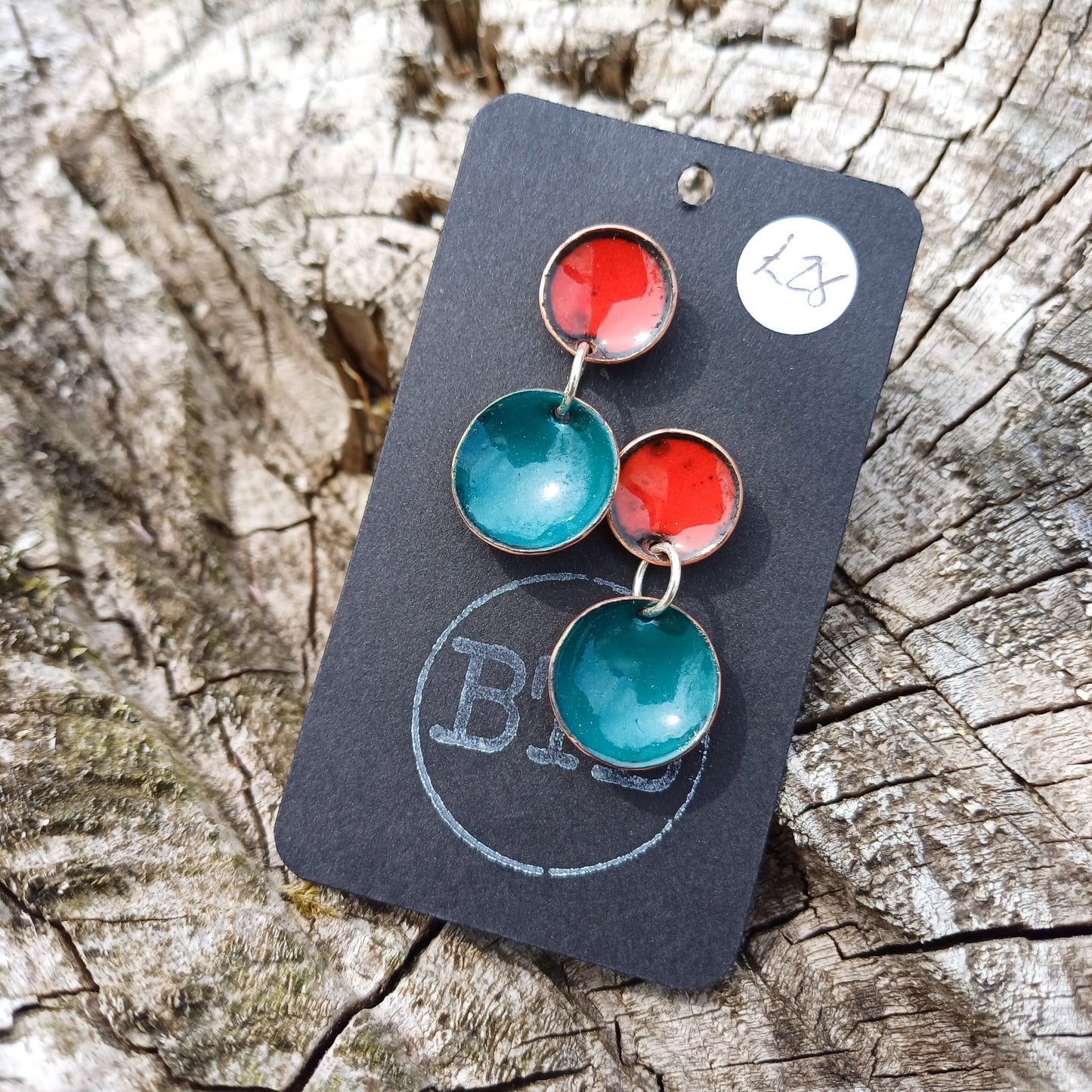Enamel Double Bowl Earrings - Bright  and Beautiful