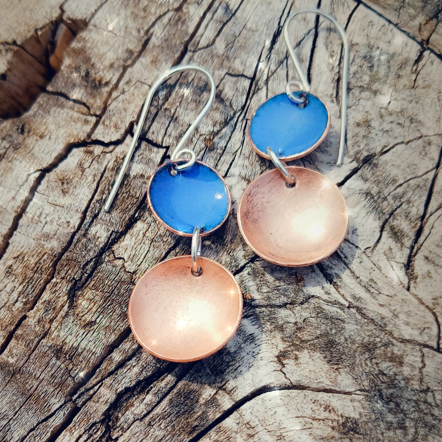 Enamel Double Bowl Earrings - Bright  and Beautiful