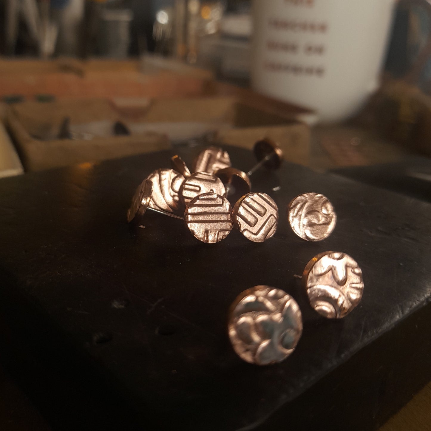 Copper Ear Studs, Copper Stud Earrings.