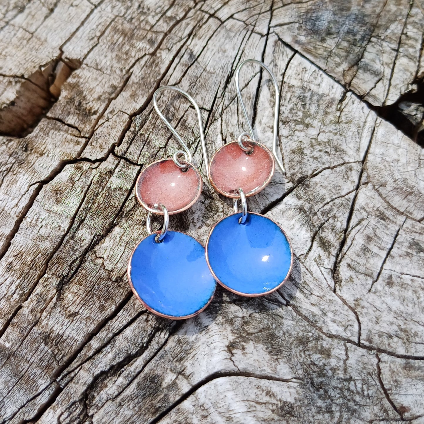 Enamel Double Bowl Earrings - Bright  and Beautiful