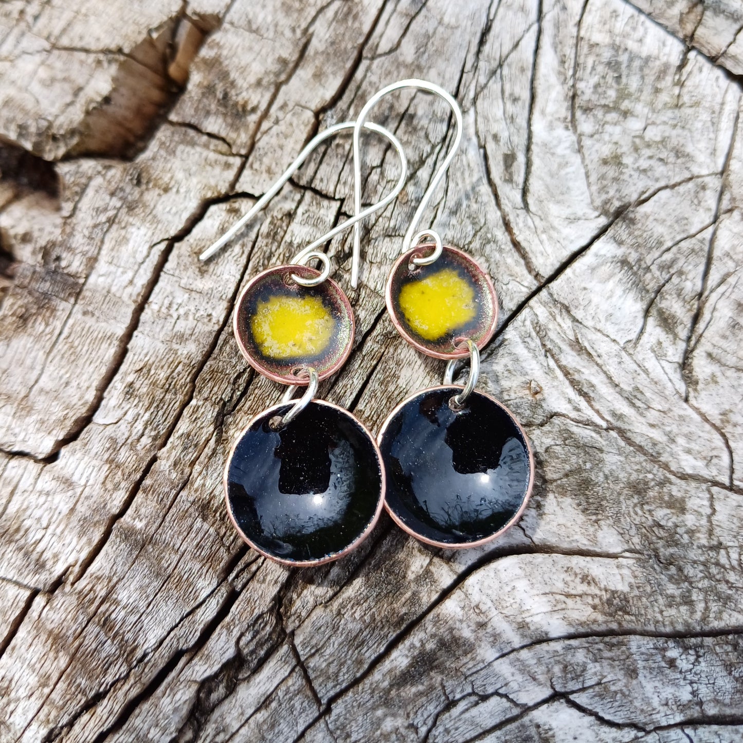 Enamel Double Bowl Earrings - Bright  and Beautiful