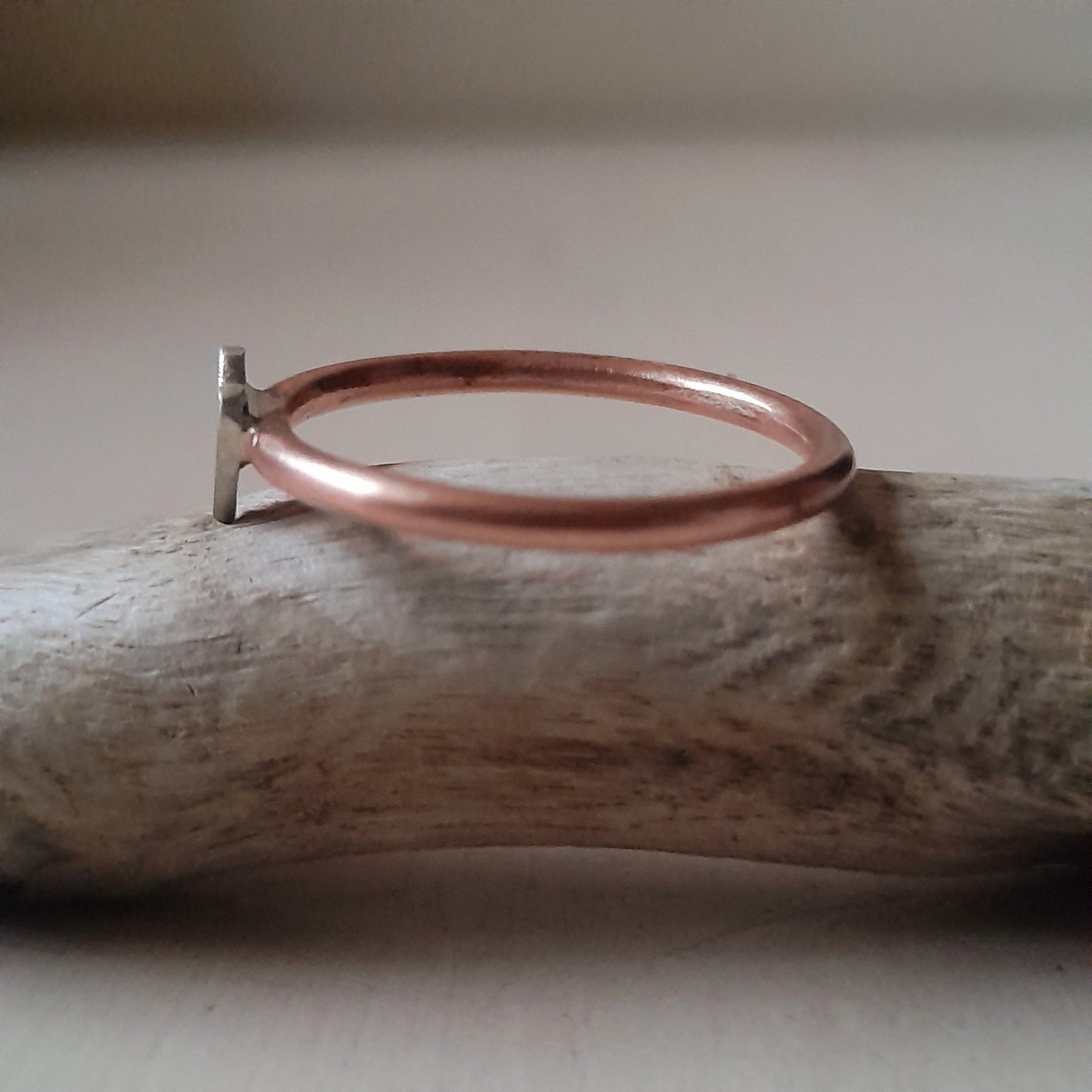 Handmade Copper and Silver Ring. Copper Ring, with Heart, Star or Crescent Moon.