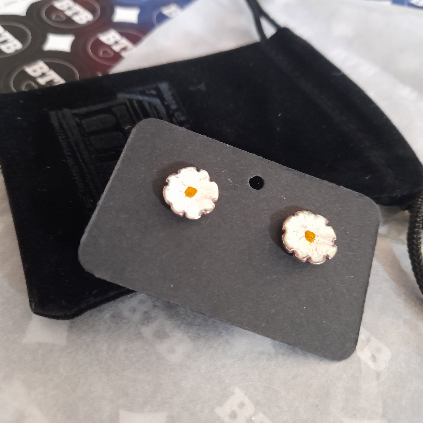 Enamel Flower Stud Earrings. Colourful Handmade Floral Stud Earrings. Floral Ear Studs