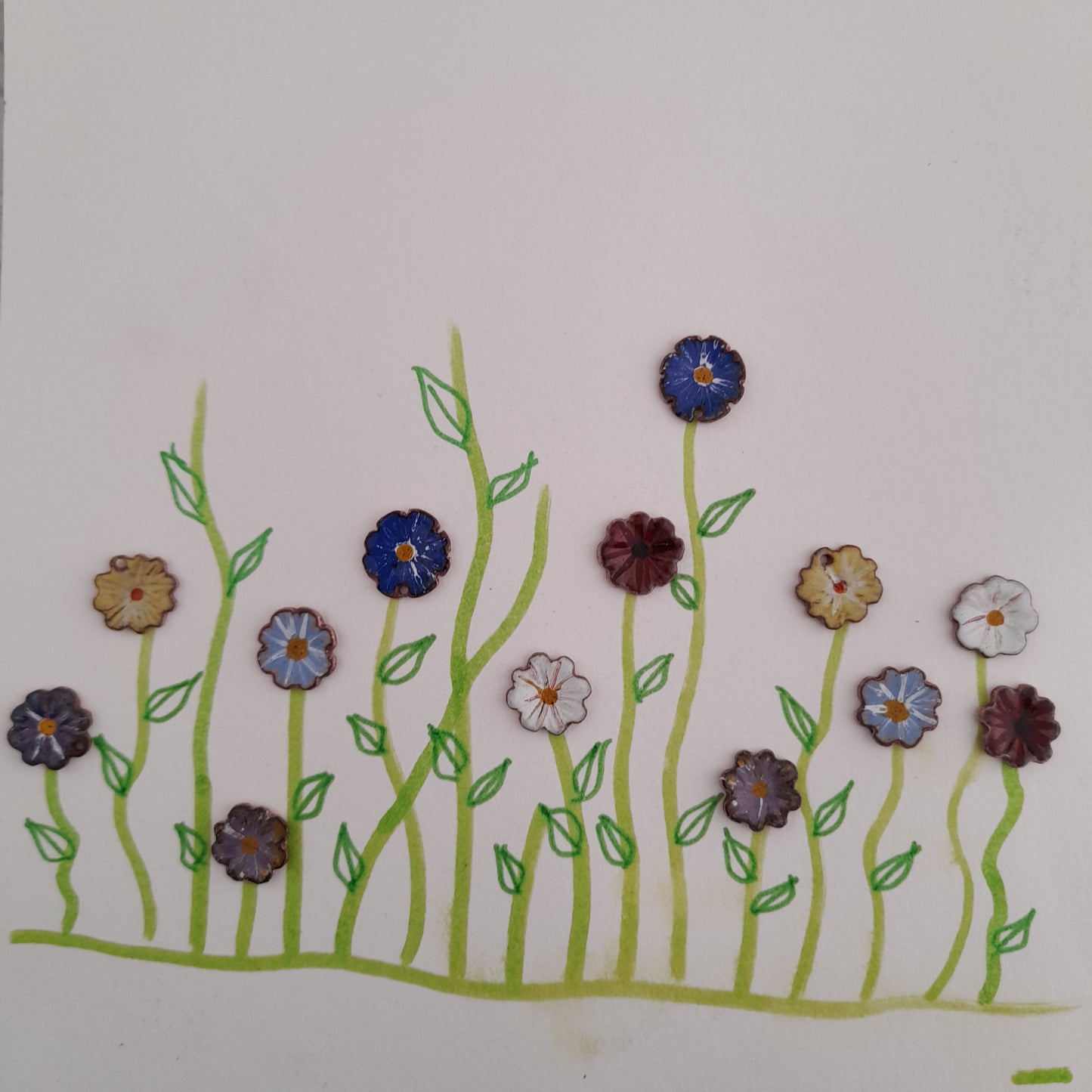 Enamel Flower Stud Earrings. Colourful Handmade Floral Stud Earrings. Floral Ear Studs