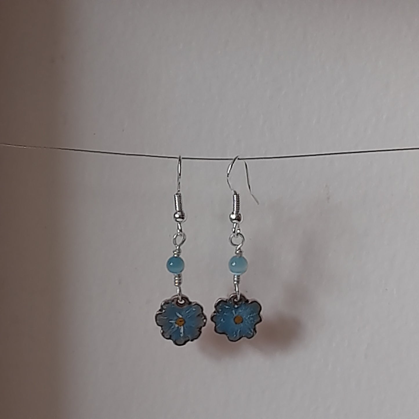 Handmade Enamel Flower Dangle Earrings
