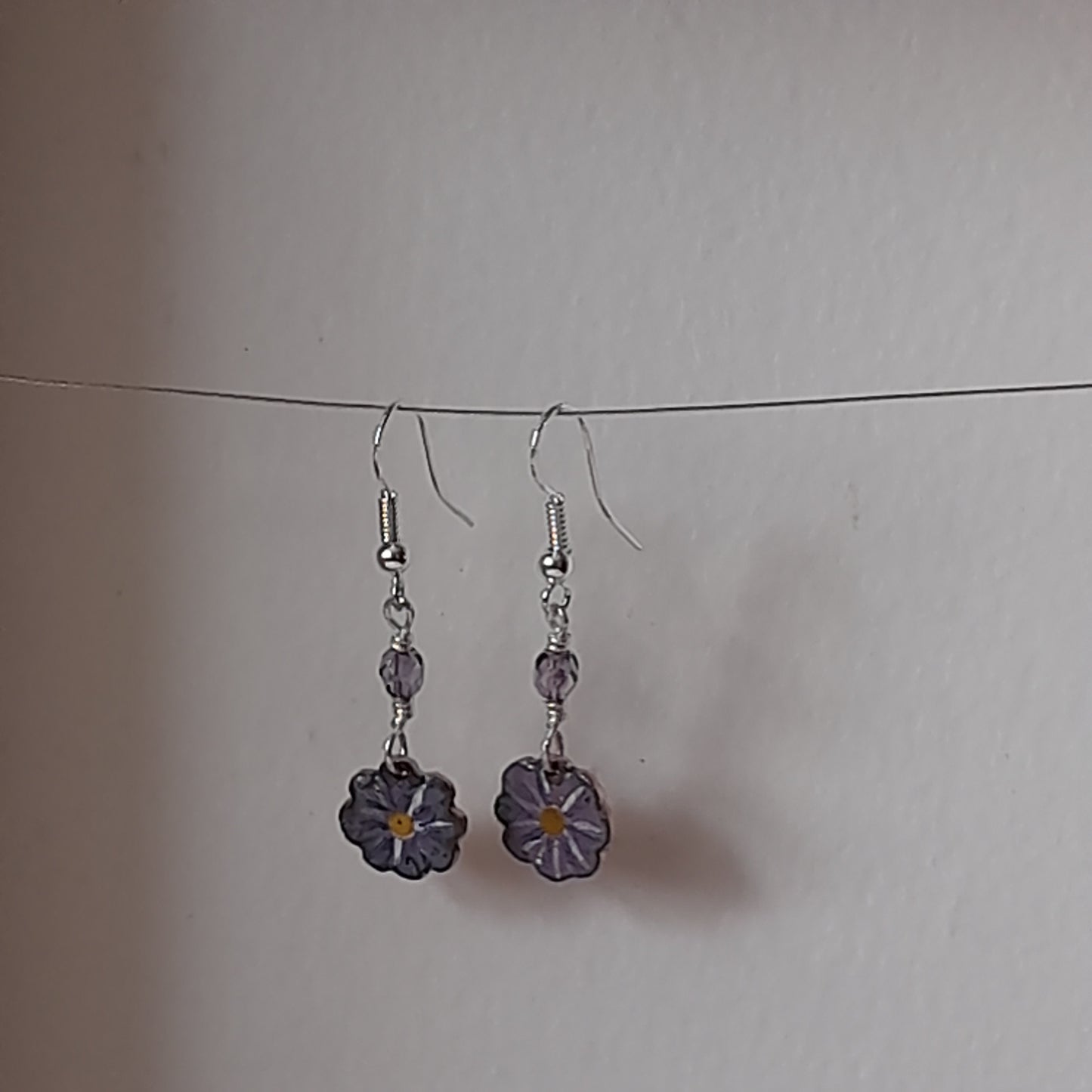 Handmade Enamel Flower Dangle Earrings