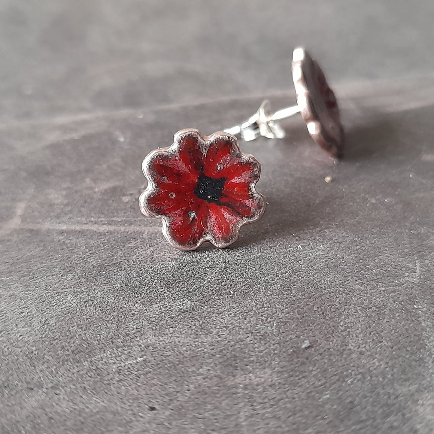 Enamel Flower Stud Earrings. Colourful Handmade Floral Stud Earrings. Floral Ear Studs
