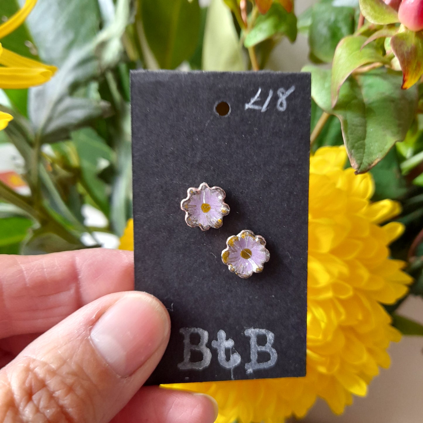 Enamel Flower Stud Earrings. Colourful Handmade Floral Stud Earrings. Floral Ear Studs